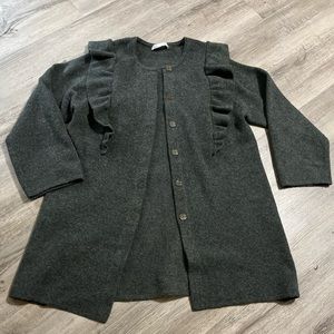 Zara wool gray ruffle coat M
